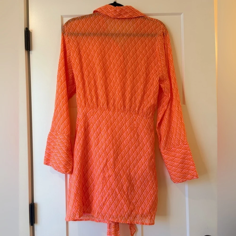 NWT Women $128 Free People Rillo Orange Beach Summer Shirtdress size Small